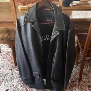 Kenneth Cole Reaction Dark Leather Trench Coat